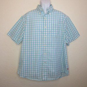 IZOD* Men's Short Sleeve Button Down Curved Hem Chest Pocket Shirt~ Size X-Large